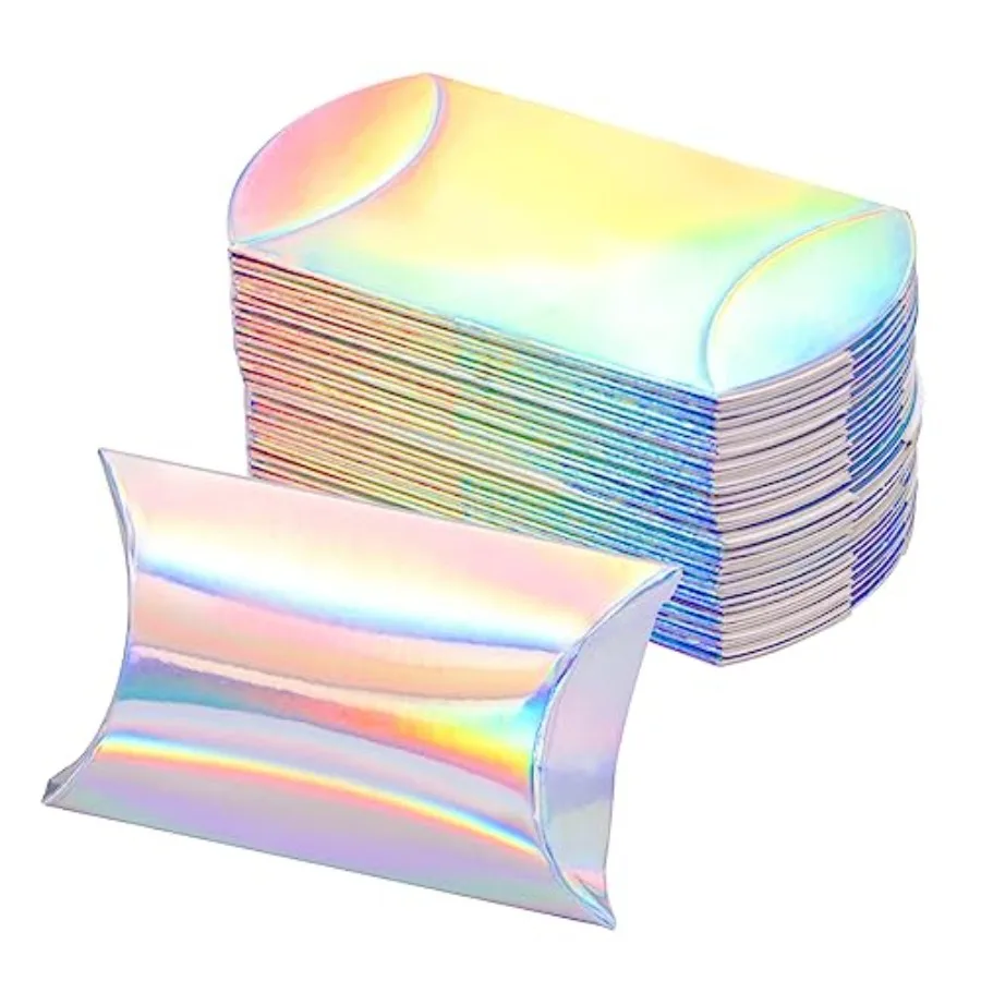 Sparkle Pillow Gift Boxes Party Favor Boxes Paper Candy Box Jewelry Soap Packaging Boxes for Wedding Birthday and Christmas Sil