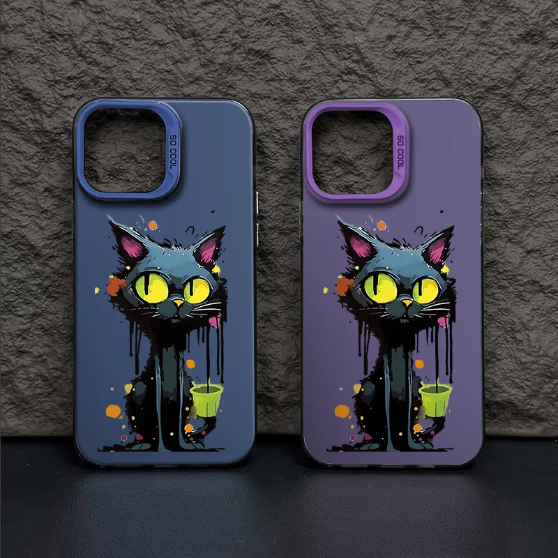 Case for IPHONE11 11PRO 12 12PRO Skin matte 13PRO 13PROMAX 14PRO 15 15PRO anti-drop 15PROMAX oil painting cat mobile phone case