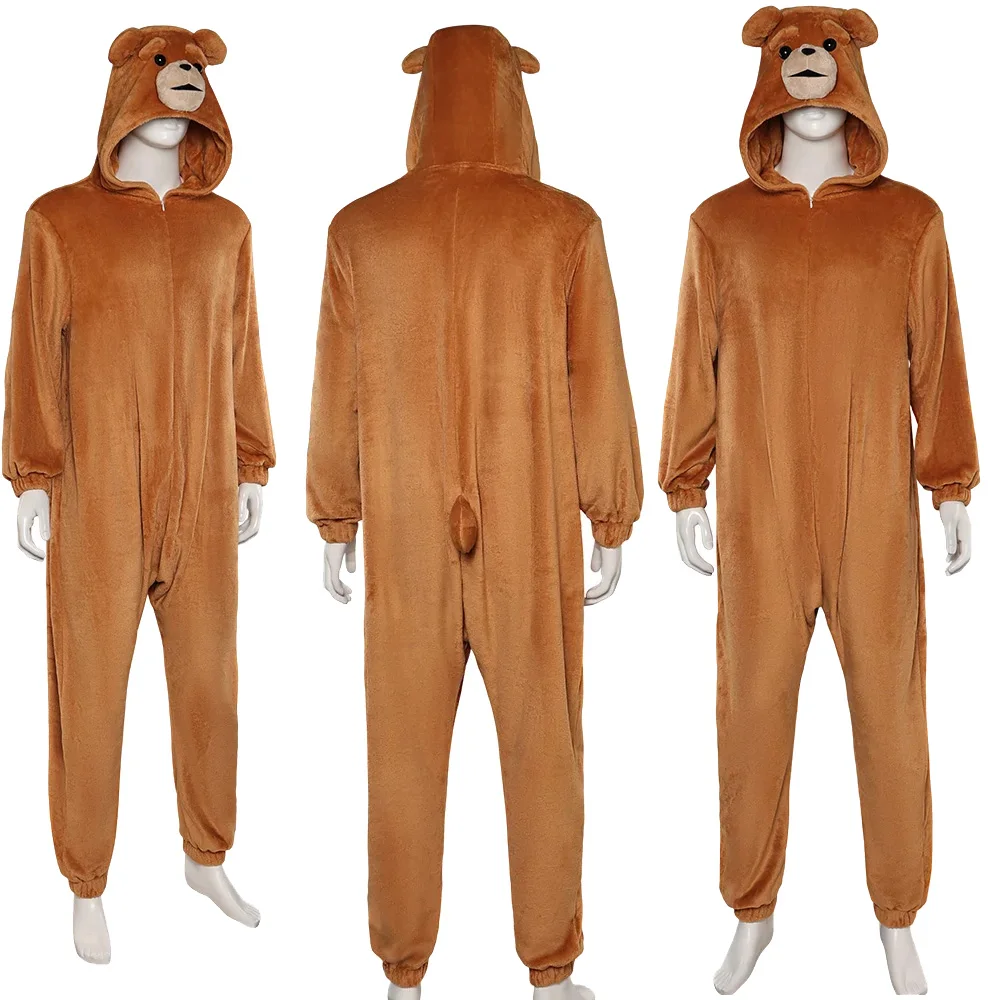 

Мужской костюм мишки тедди, костюм для косплея, комбинезон, пижама, Мужская одежда для сна, костюм для Хэллоуина, карнавала