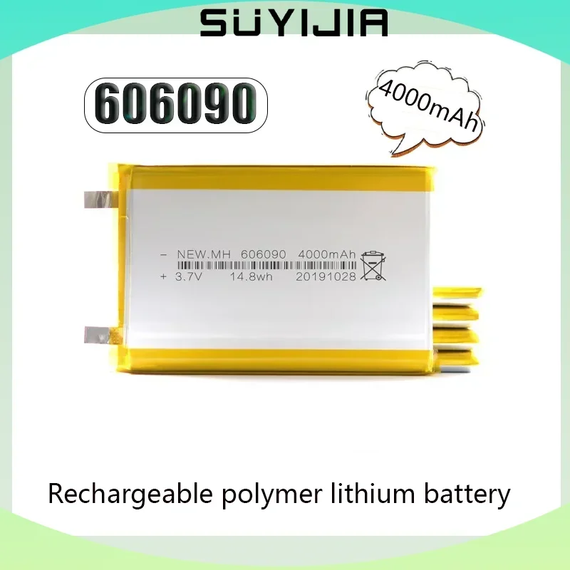 Rechargeable Lithium Polymer Lithium Battery 606090 3.7V4000mAh Suitable for Power Bank MP4PSP PAD Mavigator Robot Tablet Laptop