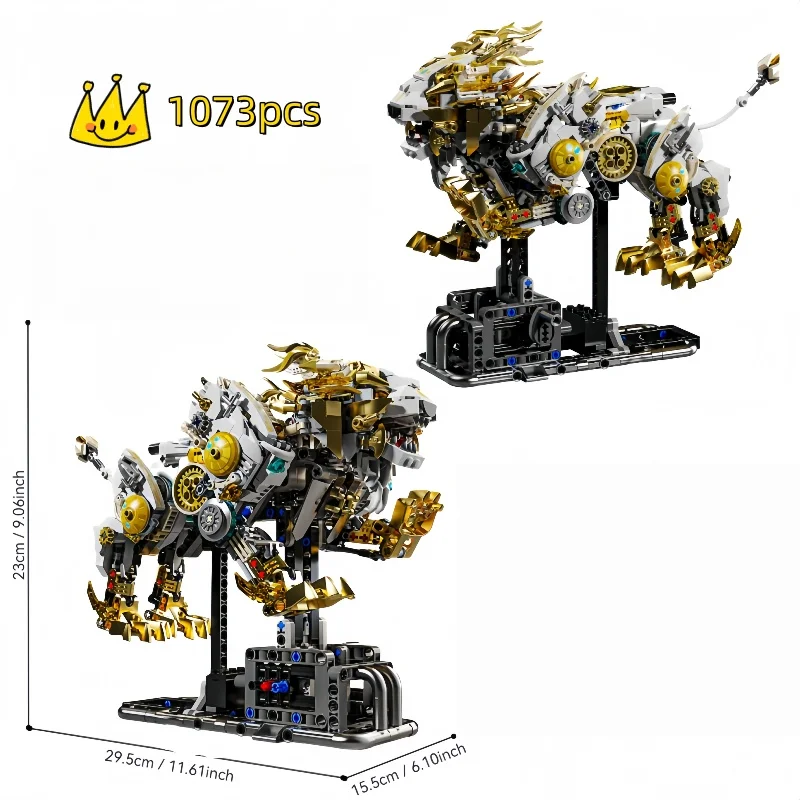 

2025 механический лев, мир животных, строительные блоки, кирпичи, модель животного, комплект MOC, сборочная игрушка на Рождество, подарки на день рождения, игрушка
