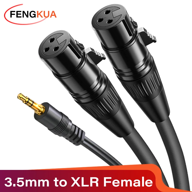 Kabel audio AUX 3,5 mm do 2 XLR męski żeński 3,5 3-pinowy XLR do mikrofonu Wzmacniacz głośnikowy Dźwięk Cannon Zrównoważony analogowy przewód audio