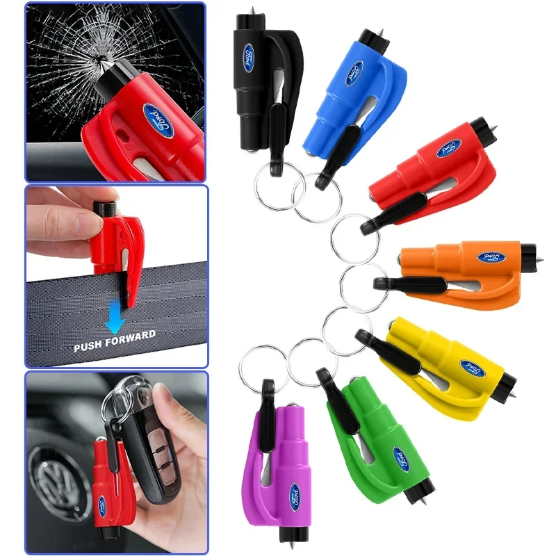 Car Styling Car Mini Safety Hammer Window Breaker Seat Belt Cutter For Ford Fiesta Ranger Focus Kuga Mustang MAX Transit Mondeo