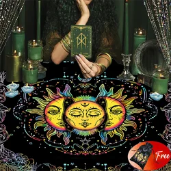 (Free Bag)1pc 29x29In Altar Tarot Card Tablecloth Sun Divination Tarots Game Tablecloth Board Playing Card Mat Velvet Tarots Bag