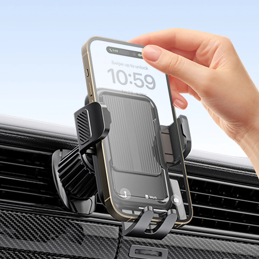 Soporte para teléfono de coche, soporte Universal para teléfono con bloqueo automático mejorado xnyocn con Clip de gancho para ventilación de aire de coche para IPhone Samsun