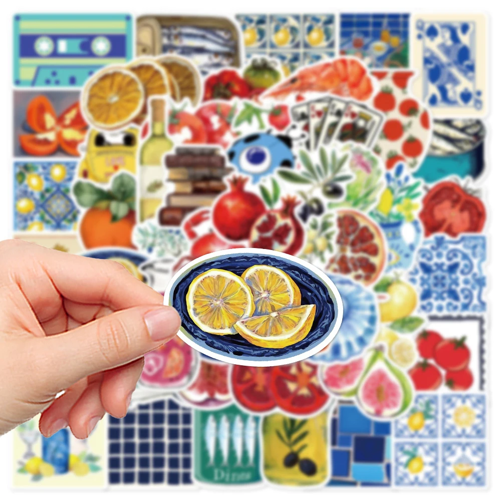 10/30/50/100 قطعة الطماطم البحر الأبيض المتوسط الكرتون ملصقات Vintage الشارات الجمالية الأمتعة الثلاجة المحمول الهاتف الكتابة على الجدران ملصق حزمة