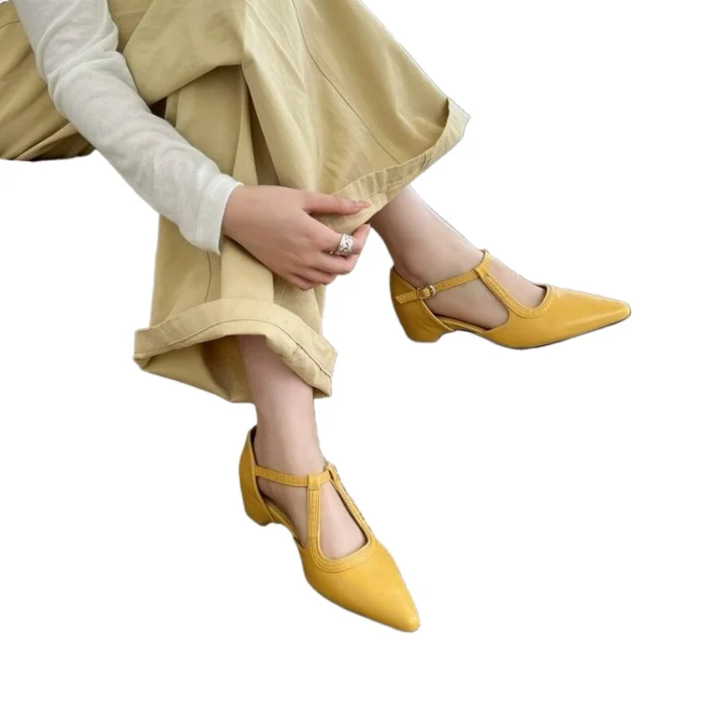 

Hot Selling High Heels Sandals Pointed Toe Heeled Woman Shoes 2026 Trend Summer New Chunky Pumps Shallow Buckle Chaussures Femme