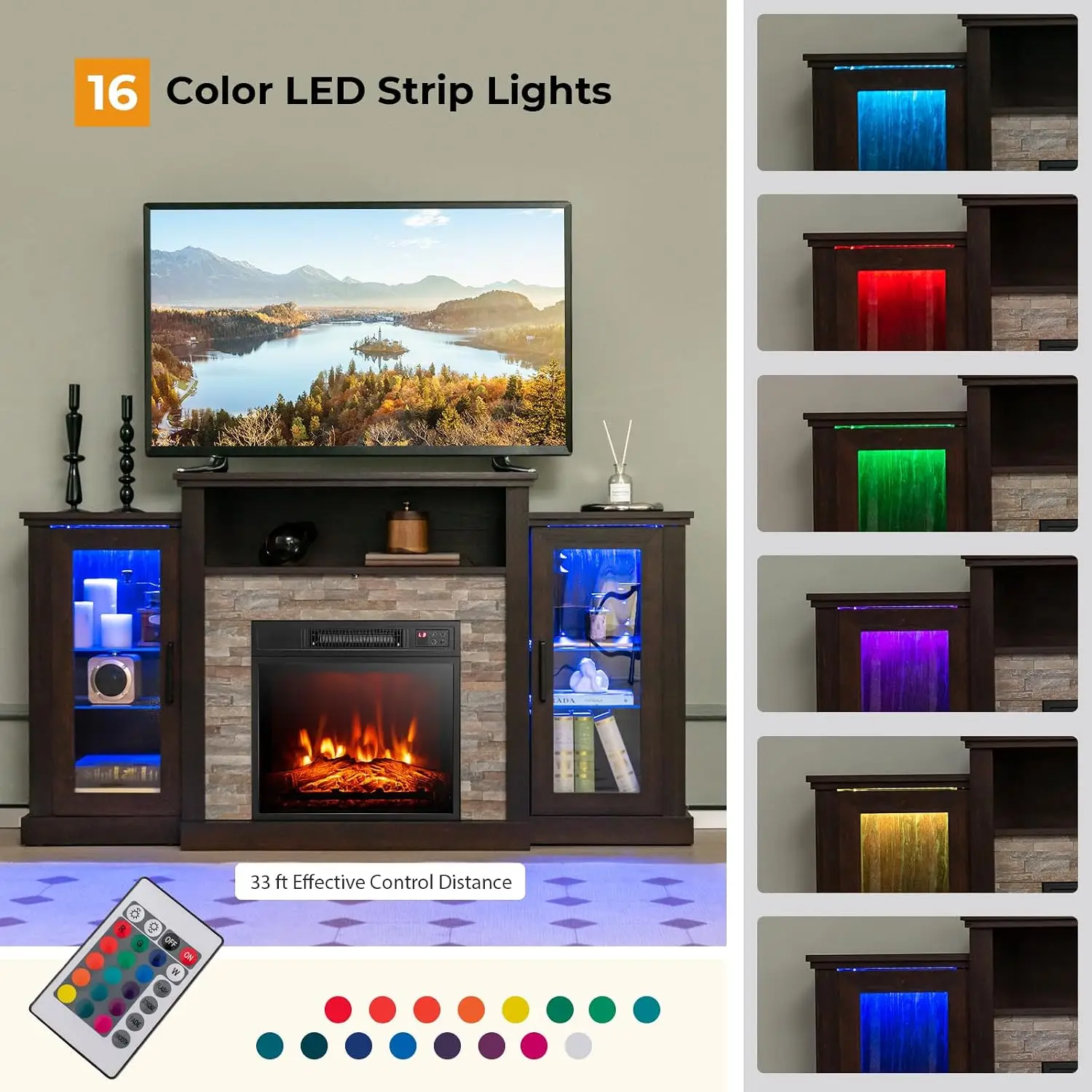 Fireplace TV Stand LED 65