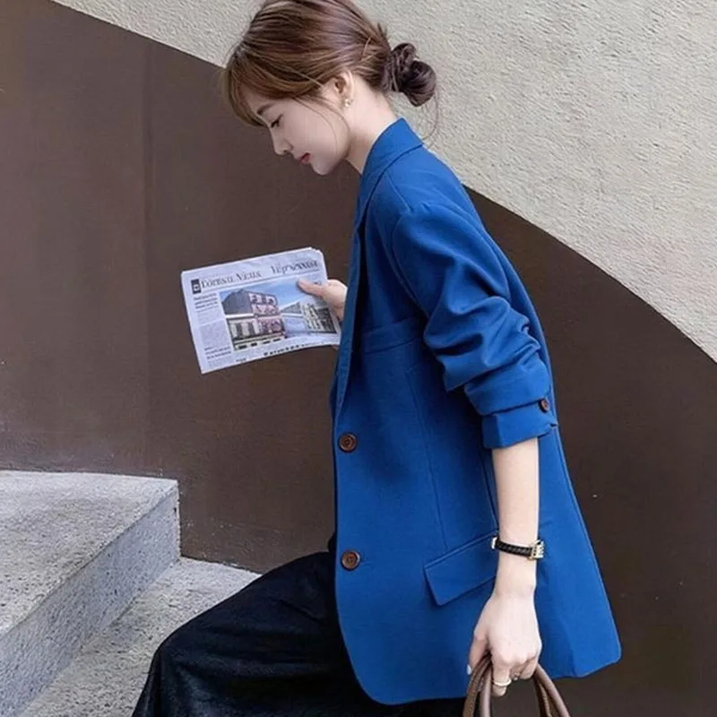 Ladies High End Professional Blazer Jacket Spring Women Long Sleeves Suit Outwear Autumn Female Fashion Solid Color Casual Coat