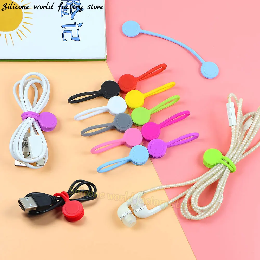 

SW 10PCS Cable Organizer Reusable Magnetic Silicone Cable Management Ties USB Data Cord Earphone Wire Winder Protector Stand