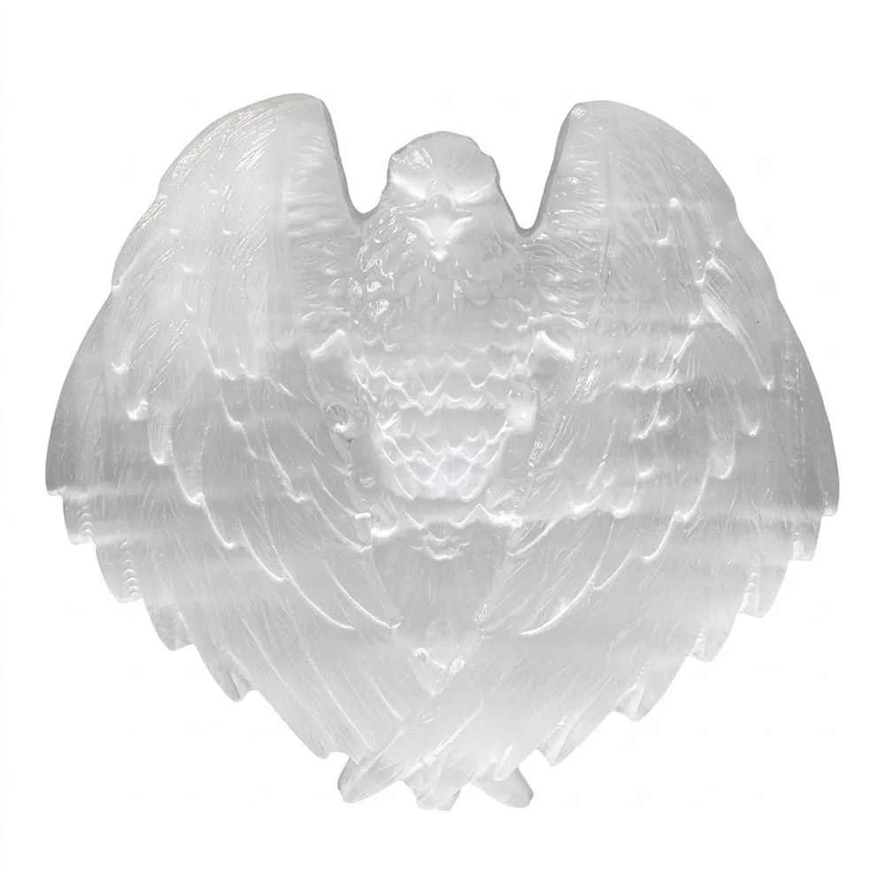 Natural Selenite Eagle Carving Hand Carved Crystal Bird Statue Healing Energy Cleansing Stone Figurine Home Altar Decor