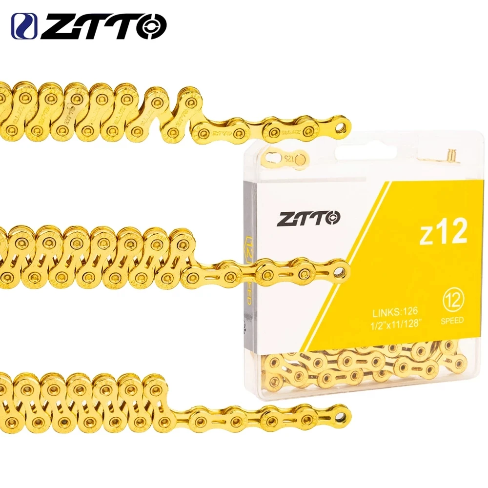 ZTTO Golden Oil Slick 12 Speed Bicycle Chain 126 Links Hollow Light Weight Durable MTB Road 12S 12v Bicycle Current 12 Speed