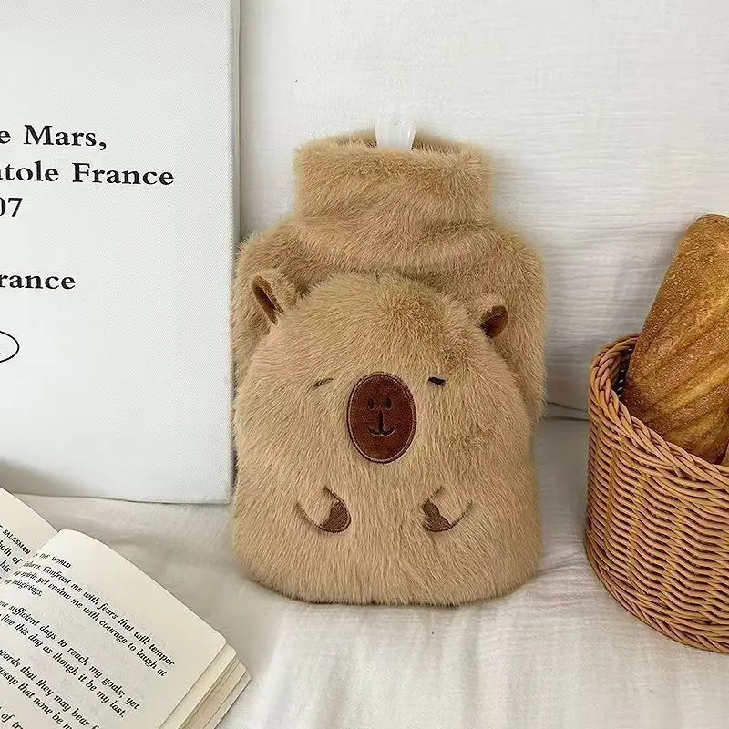 

Kawaii Kapibara Hot Water Bag with Water Injection Plush Cute Cartoon Hand Warmer Baby Flushing Water Heater Bag Toys for Kids