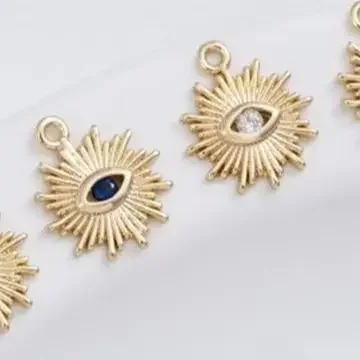 14K Gold-inlaid Zirconium Sun Eye Pendant Handmade DIY Jewelry Small Charms for Earring Bracelet K555