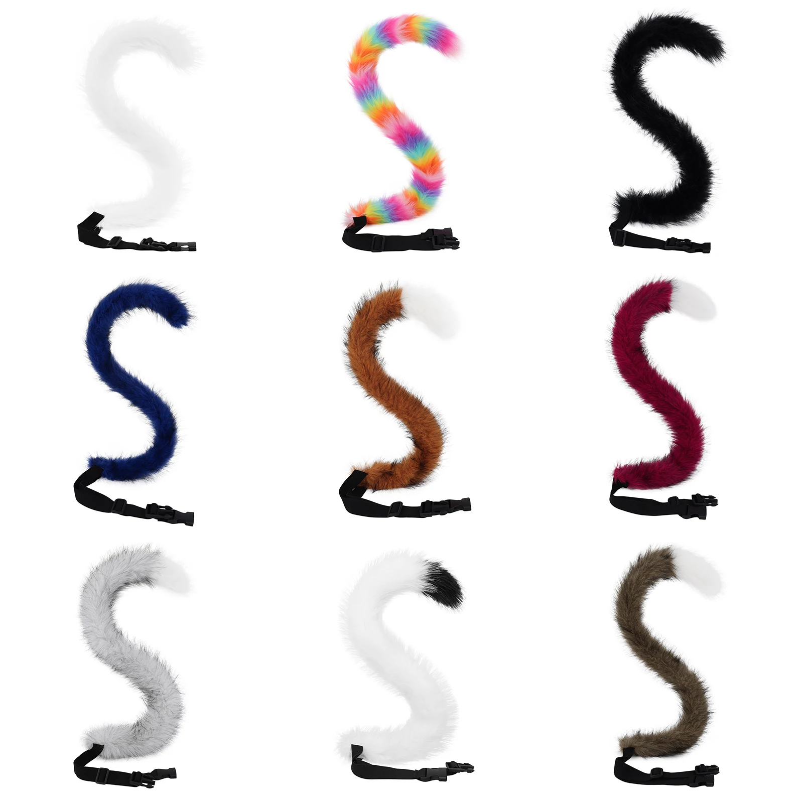 Faux Fur Furry Animal Cat Tail Long for Halloween Cosplay Party Christmas Costume Accessory