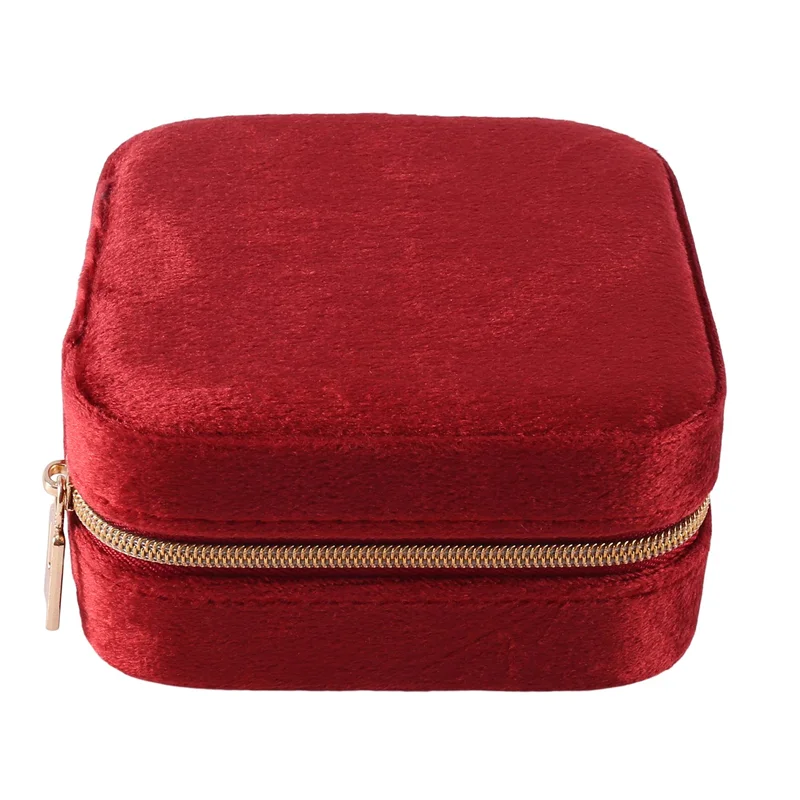 ABXF-caja de joyería de viaje de terciopelo de felpa, organizador de joyería de viaje, joyero pequeño para mujer, estuche para pendientes