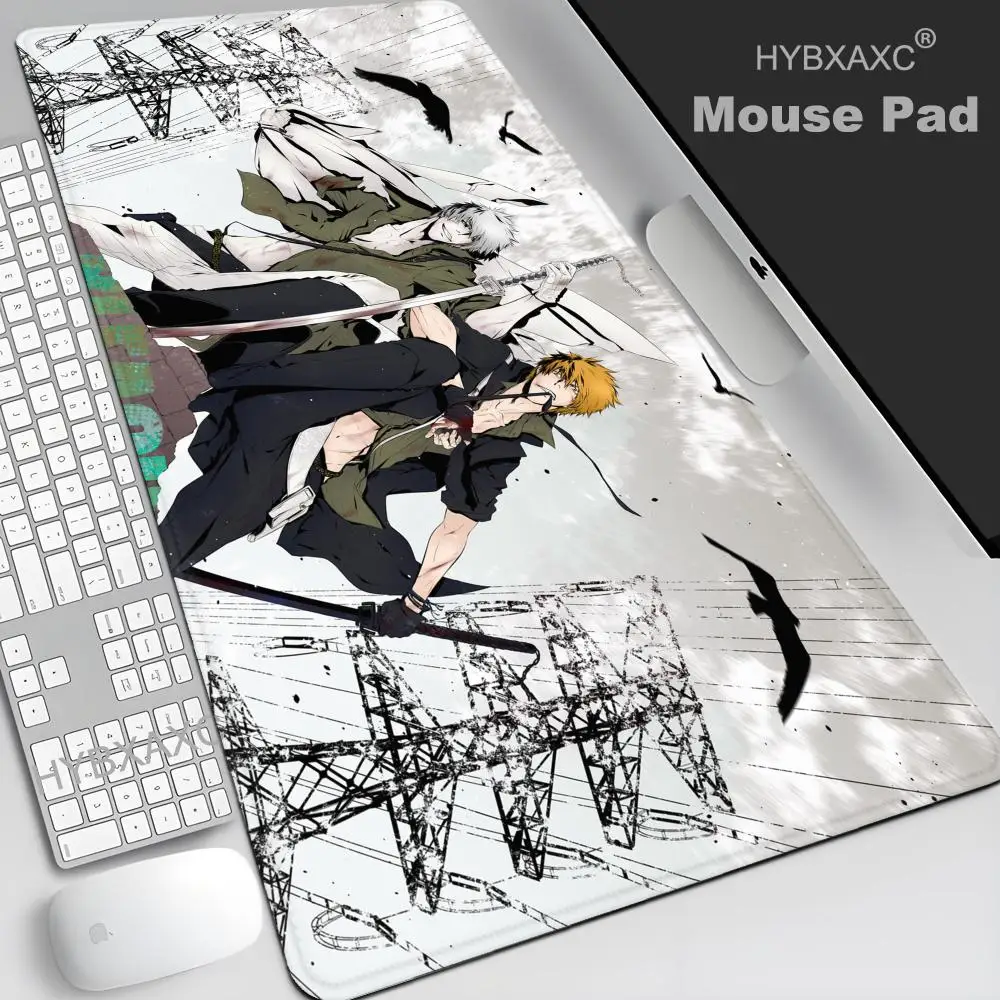 

Черно-белый игровой коврик для мыши Bleach, настольный коврик, аксессуары для ПК в стиле аниме, коврик для мыши 900x400, большой настольный расширенный ковер для геймера