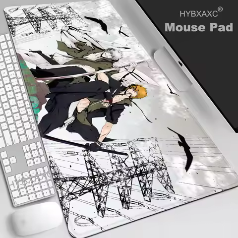 Black and White Bleach Gaming Mouse Pad Deskmat Anime Pc Accessories Mousepad 900x400 Gamer Large Desktop Extended Desk Carpet