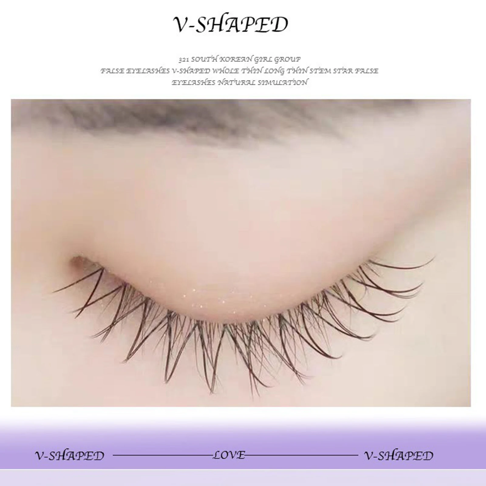 5 أزواج على شكل حرف V رموش صناعية شرائط كاملة مظهر طبيعي رقيق شريط شفاف 7-11 مللي متر مزيج ملابس يومية رموش على الطراز الكوري #2