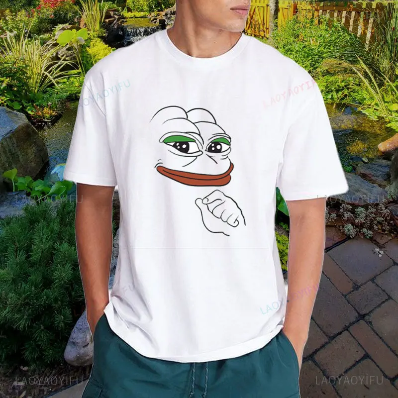 Classic Pepe Frog Animal Man TShirt Summer Black Humor Printed T Shirt Original Streetwear High Quality Cotton Woman Tshirt