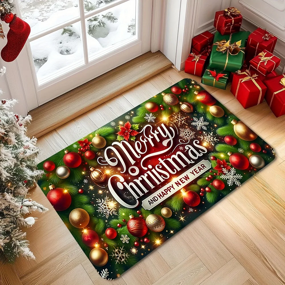 Carpet for Bedroom Living Room Hallway Merry Area Rug Christmas Xmas Snowflake Lanterns Soft Anti-slip Floor Mat Home Decoration