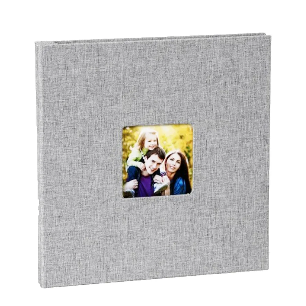 9.06x9.84in Linen Cover Photo Album grey Laminated Cover 3 Ring Binder Scrapbook 3 Ring Binder Self Adhesive Photo Album
