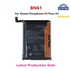 Brand New BN61 6000mAh Battery For Xiaomi   Pocophone X3 Poco X3  Phone Replacement Batteries