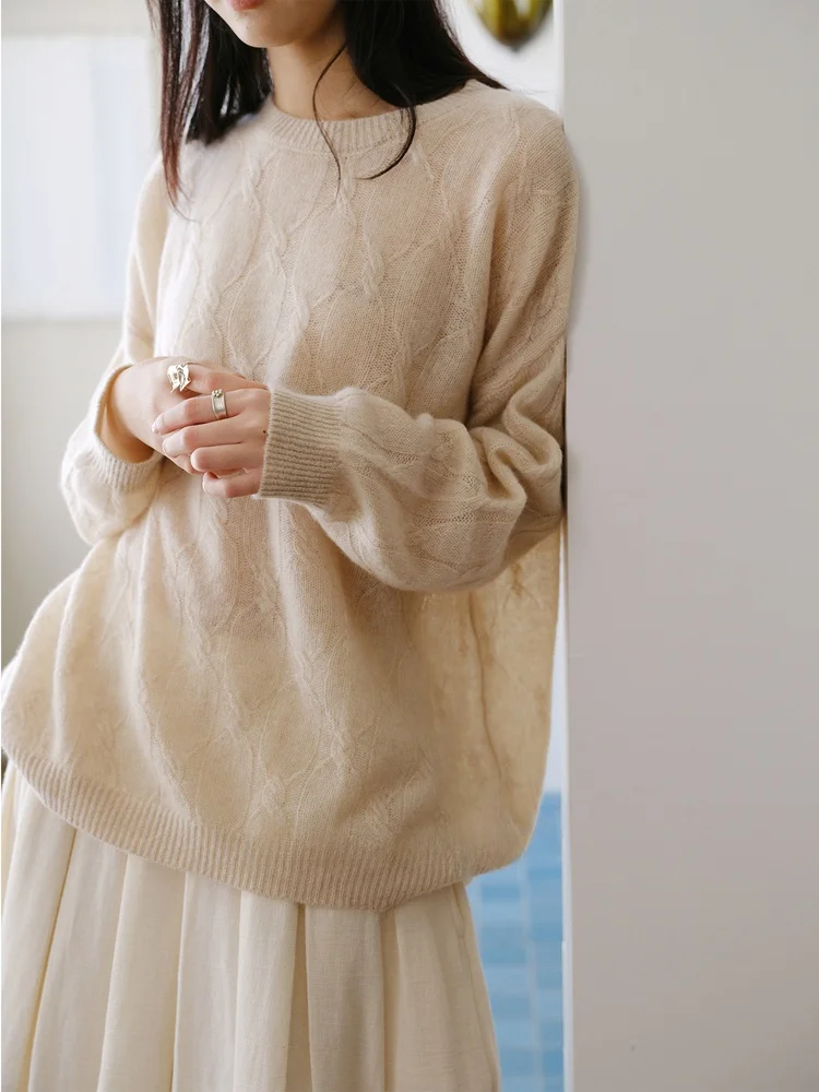 

Мягкий и комфортный свитер-кардиган с эффектом уютной атмосферы, женский модный осенне-зимний теплый свитер с длинными рукавами и круглым вырезом