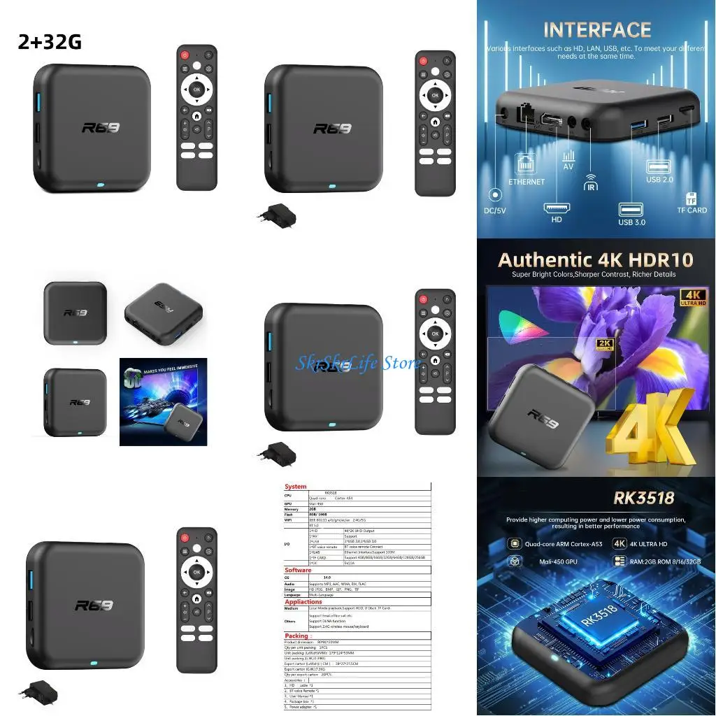 

E65E HDTV Box RK3518 Chip 4K WiFi6 Bluetooth-compatible Media Player Set Top Box
