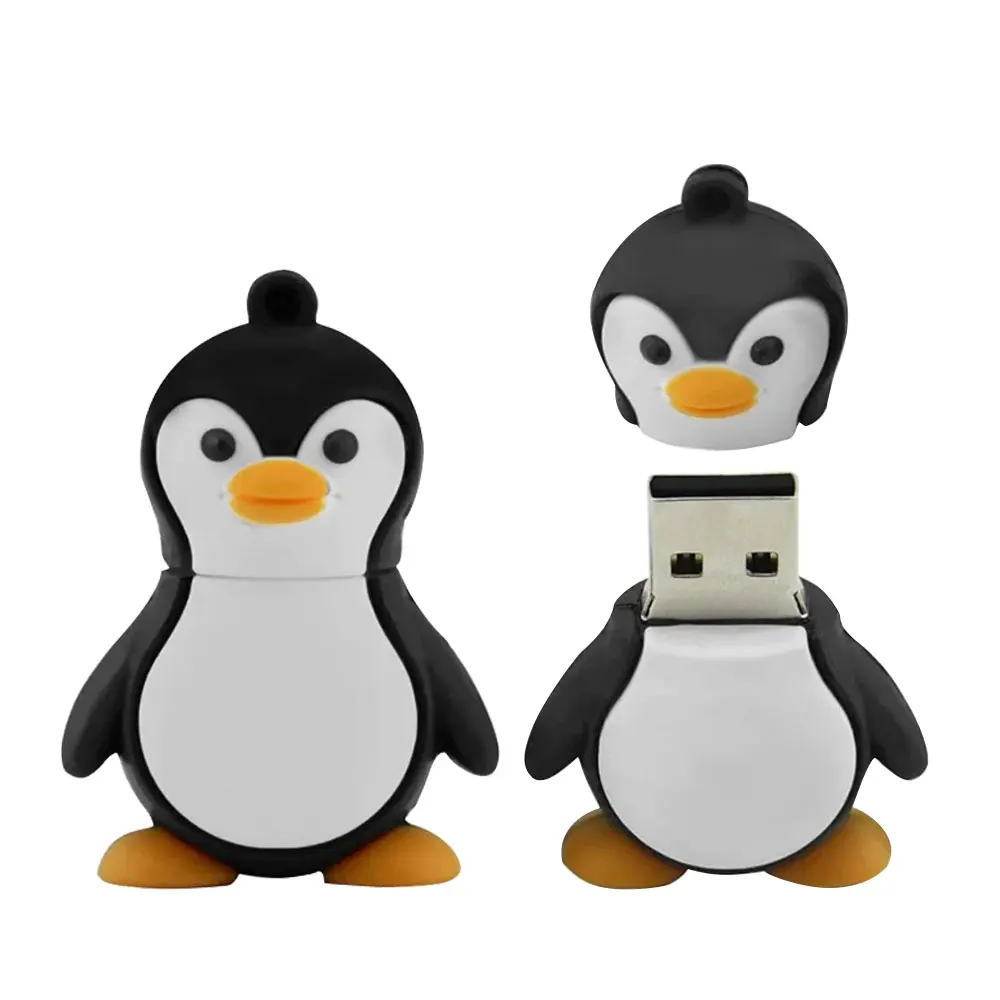 Usb flash drive com design pinguim, 4gb, 8gb, 16gb, 32gb, 64gb, 128gb, cor preta, presente criativo