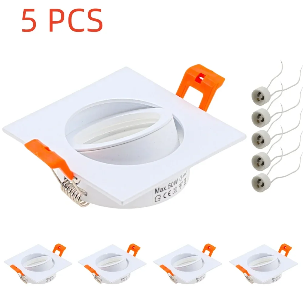 

5PCS Embedded Borderless Lamp Holder Square Downlight Led Spot Light Frame Fixture with GU10 Socket Base Accessories