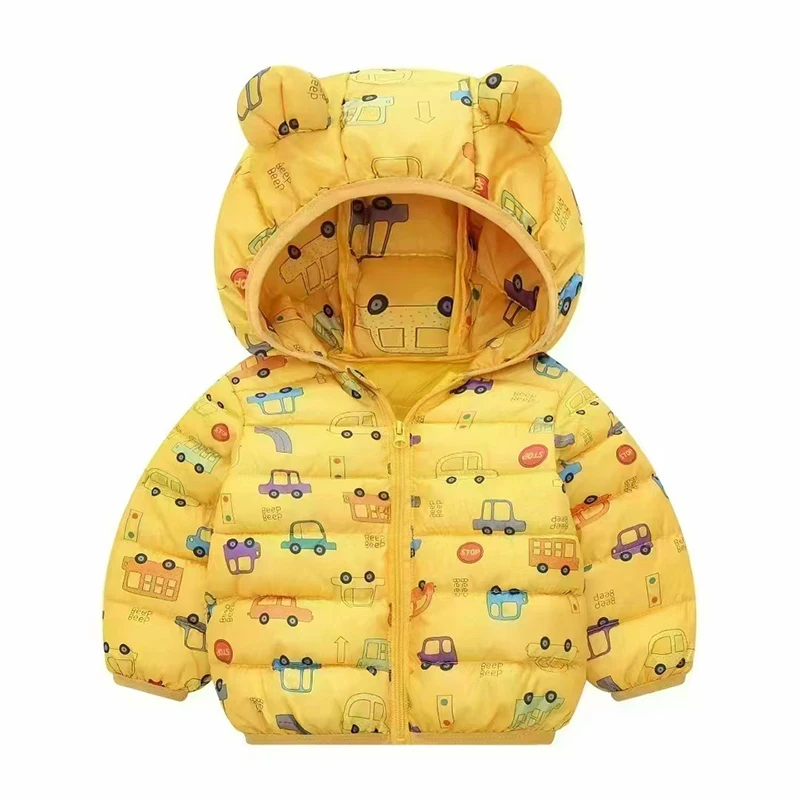 Infants Coats Children Cotton Jacket Autumn Winter Cartoon Light Zipper Hooded Jacket Boys Girls Warm Snowsuit