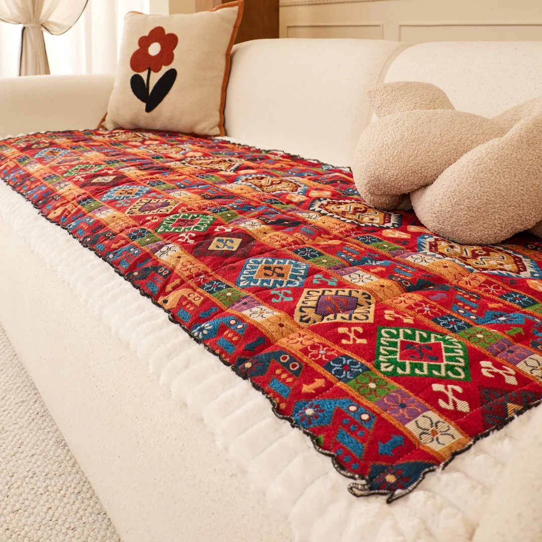 Thick Quilting Bohemian Non-Slip Sofa Cover, for Living Room Couch Seat Pad Machine Washable Pet Friendly Furniture Protector