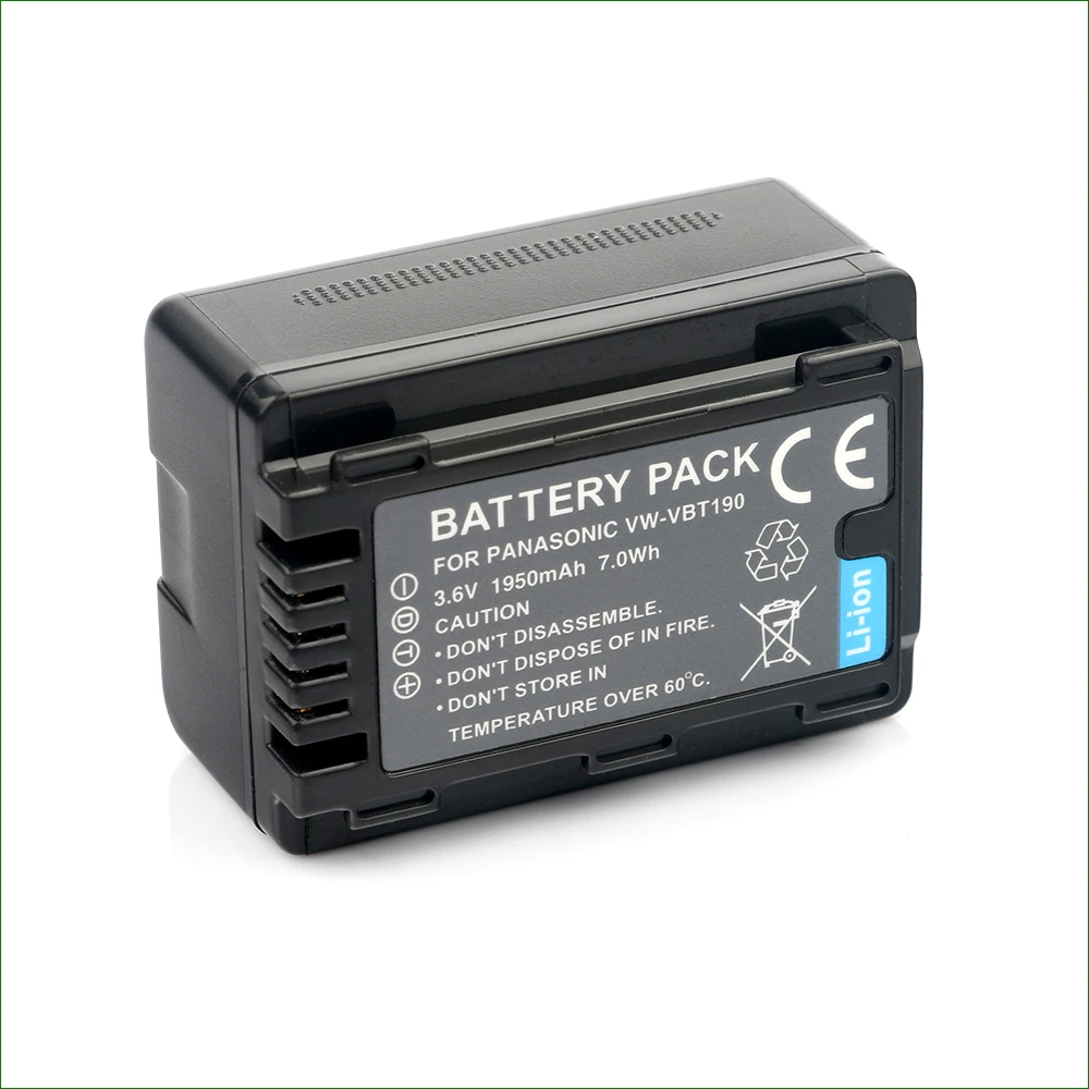 VW-VBT190 Battery 1950mAh Camera Batterie For Panasonic VW-VBY100 VW-VBY100GK VW-VBT190GK VW-VBT380 VW-VBT380GK VW-VQT380