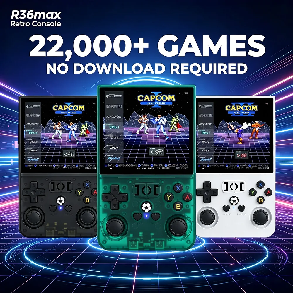 R36MAX Retro Handheld Game Console RK3326 Chip 22000+Games Open Source Linux System 4‘’HD Screen Portable Pocket Game Player