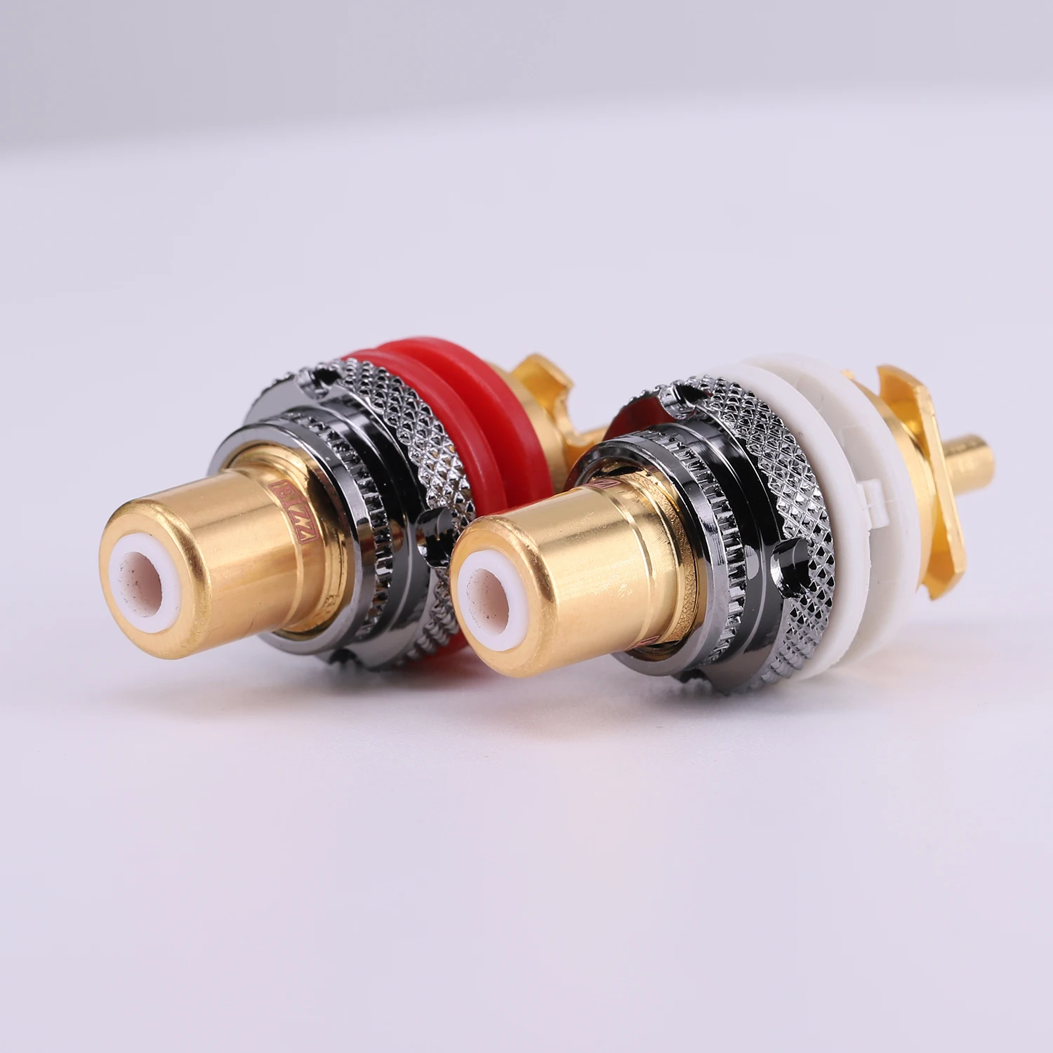 EIZZ Gold Plated Tellurium Copper RCA Jack Female Socket Connector For HiFi Audio Video TV CD AMP Signal Panel Chassis Mount EZ-