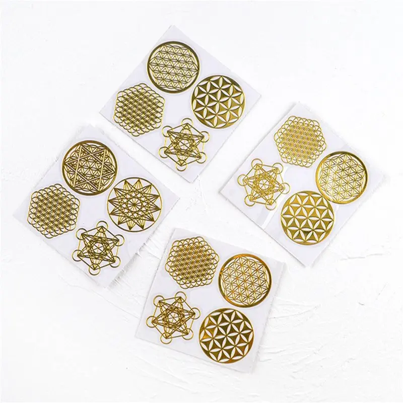 Exquisite-128Pcs Metal Energy Decor Sticker Flower Of Life Children's Day Gifts 7 Chakra Copper Energy Tower Orgonite Stickers