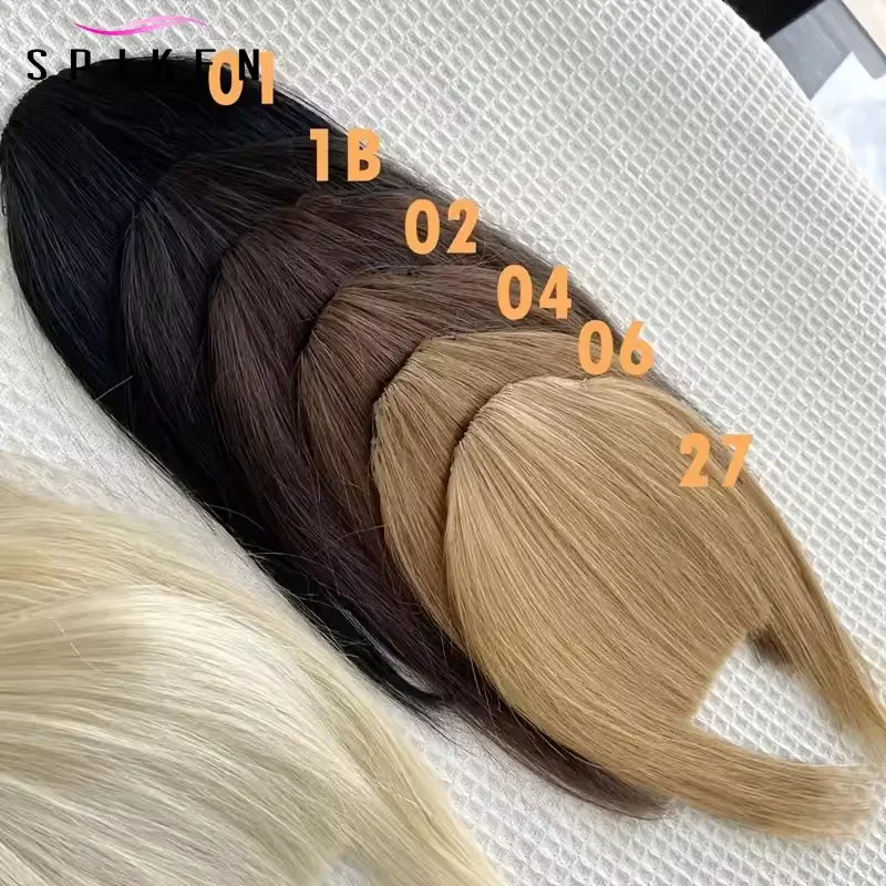 ジェット/ナチュラルブラック人毛前髪 女性用 8インチ 20g ストレート レミー ナチュラル人毛フリンジ クリップインヘアピース 3クリップオン