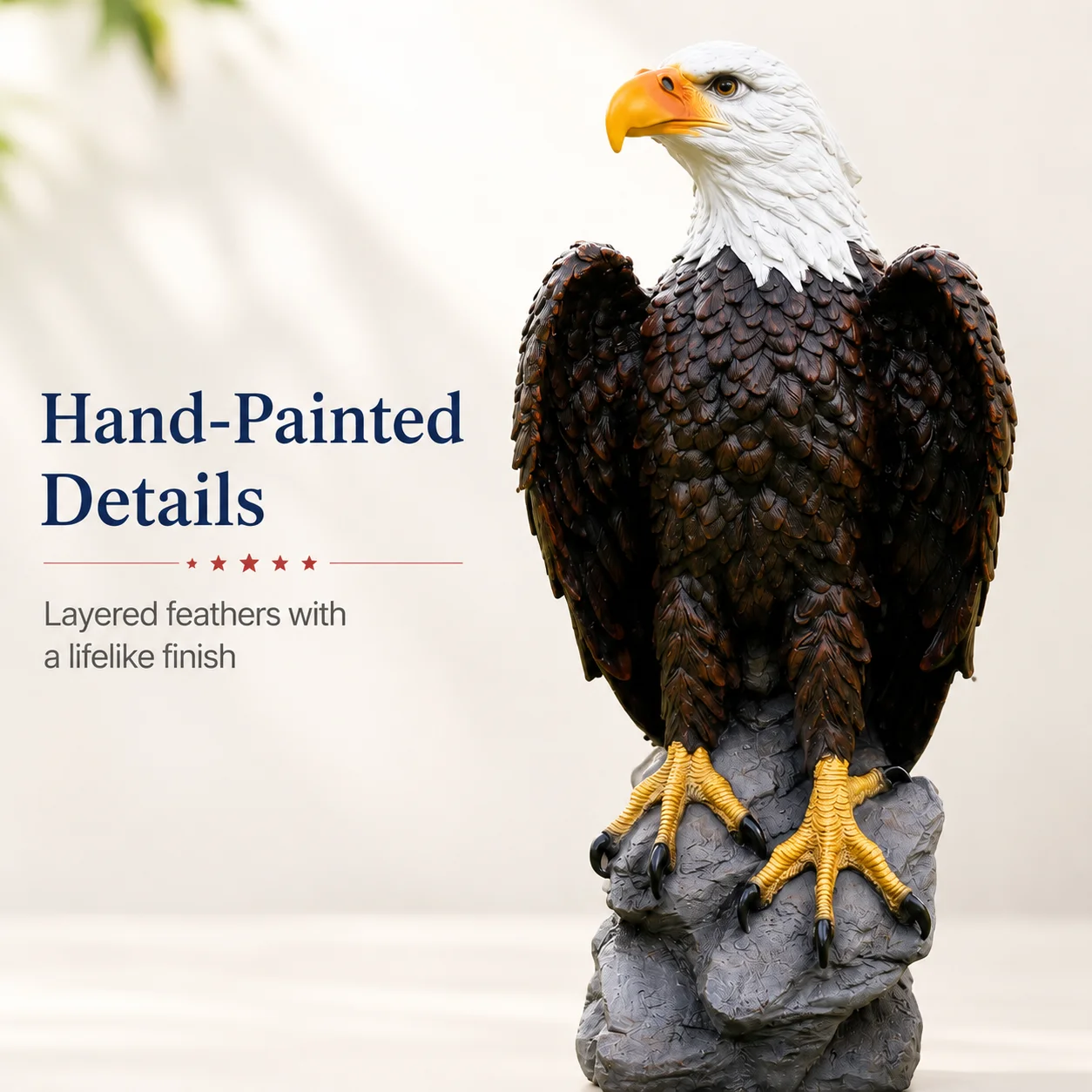 Large Standing Bald Eagle Statue Outdoor Garden Sculpture Hand Painted Resin Bird Figurine for Home Patio Yard Lawn Porch Decor