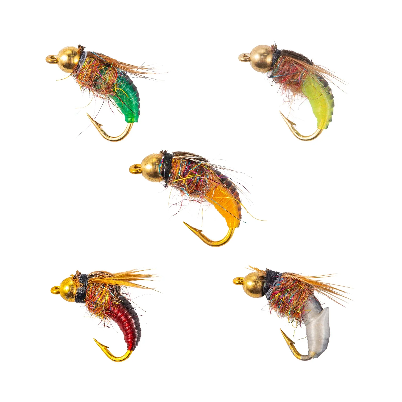 

Goture Five-Color Ice Silk Copper Head Nymph Luya Fly Fishing Fly Bait Artificial Bait Hair Hook Bionic Bait Fishing Trout Bass