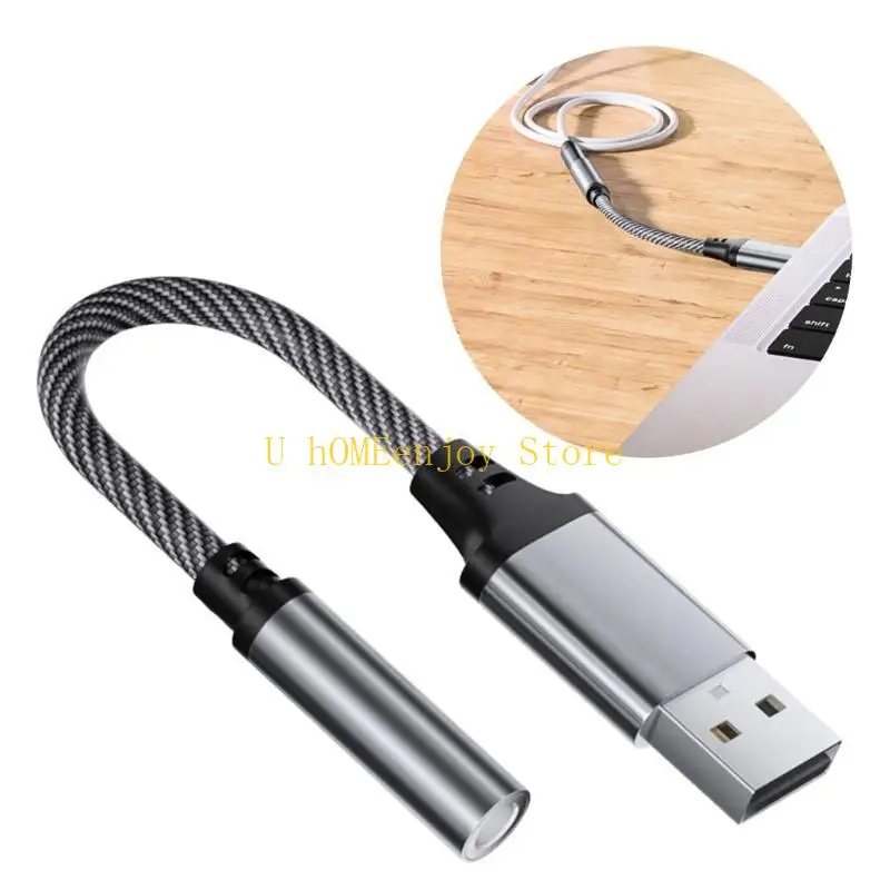 B0KF USB to 3.5mm Auditory Adapter Headphone Micphone Sound Adapter Enhances Sound