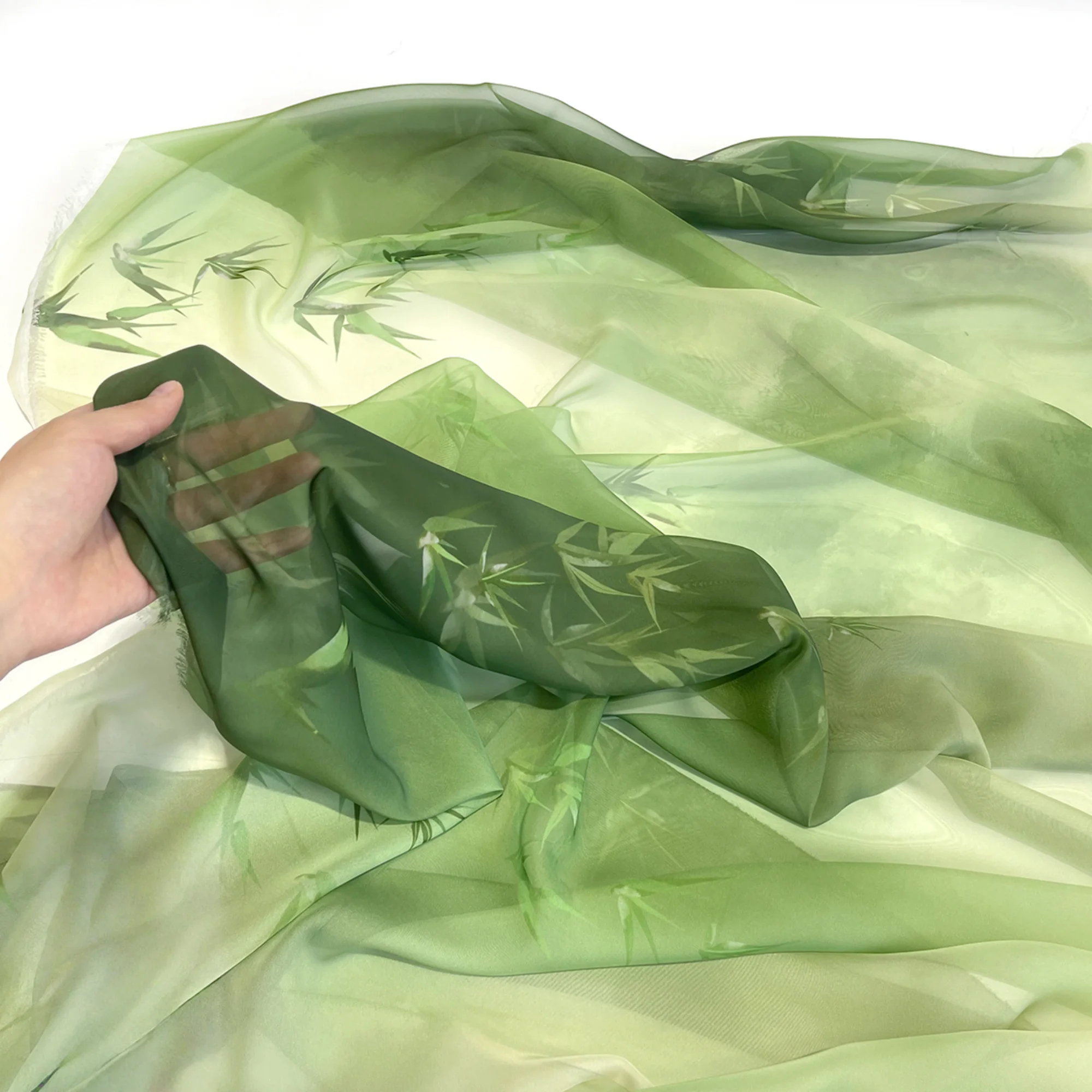 1 meter Width 59.05'' chiffon fabric,bamboo leaves chiffon fabric,fabric for DIY Ruskirt,for Chinese Hanfu,for dress making