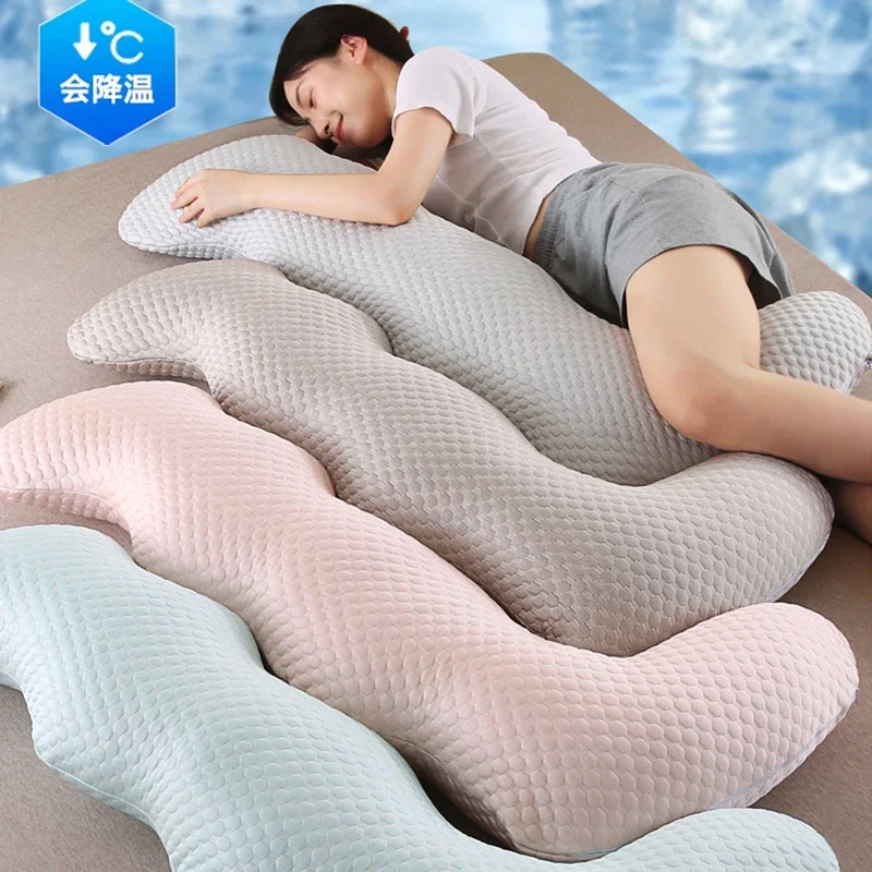 New Cool Feeling Summer Throw Pillow Ergonomic Side Sleep Body Pillows Ice Bean Fabric Pillows Long Hugging Body Bedding Pillows