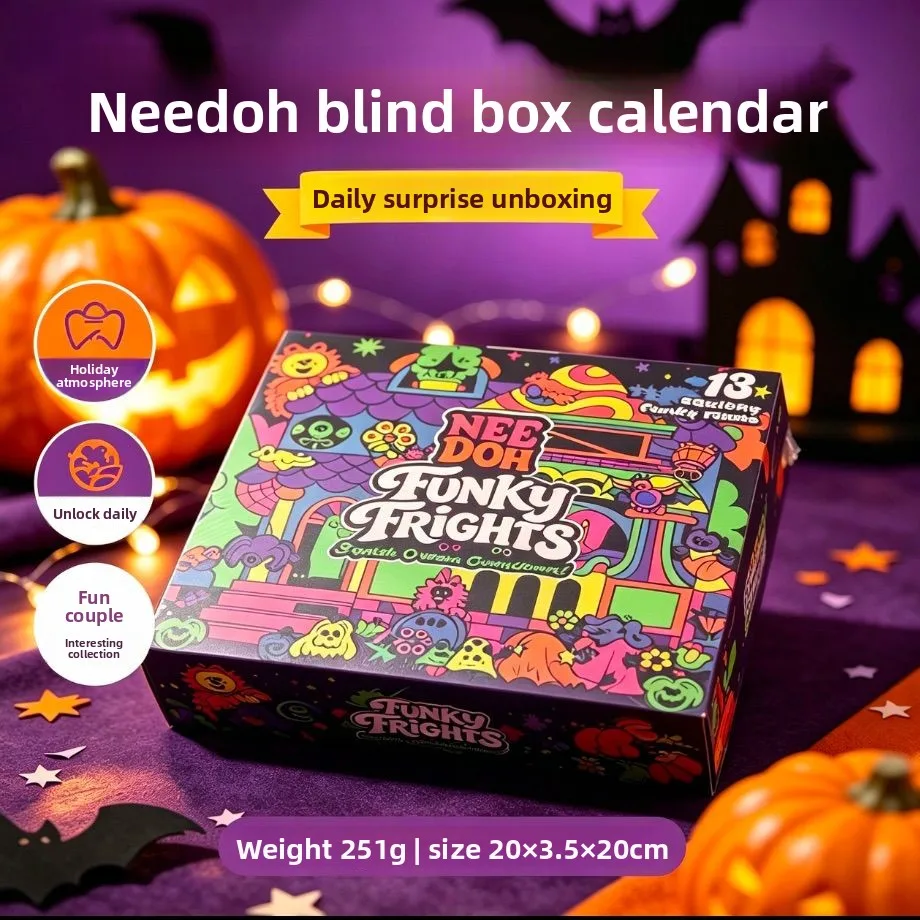 Nee Doh Funky Frights Surprise Squishy Toy, 13 Styles Cute Monster Stress Relief Squeeze Toy Halloween Gift for Kids