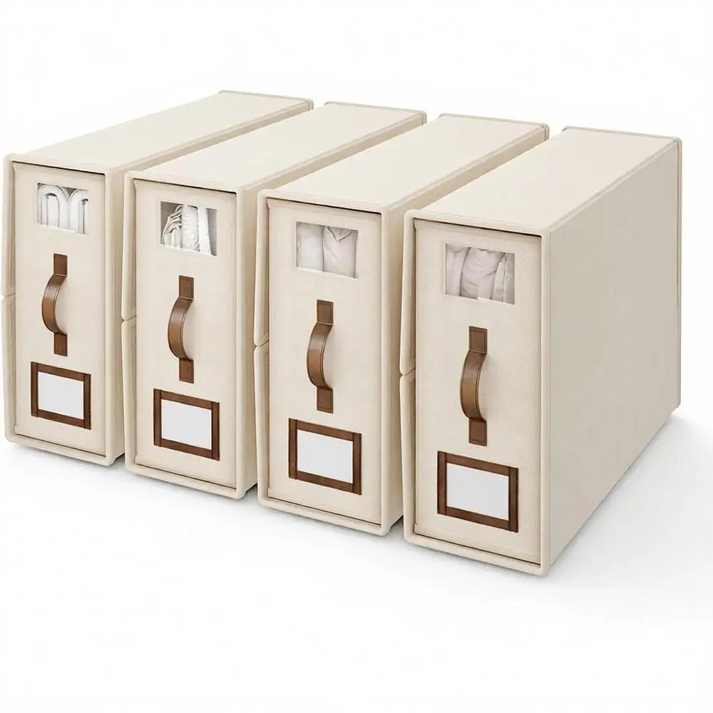 

Органайзеры для хранения постельного белья Oldable, для кроватей размера Cal King, из льняной ткани, для шкафа, бежевый