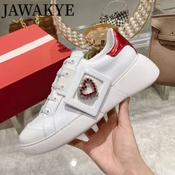 Leather Sneakers Women Trends 2023 Thick Bottom Popular Autumn Lace up Leather Shoes Women's shoes Trainers Walking Runner