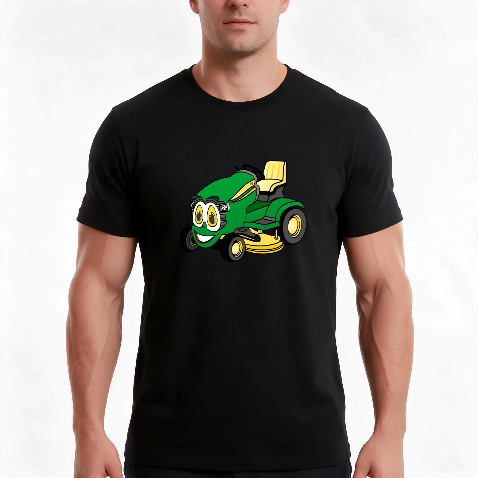 Green Riding Lawn Mower T-Shirt, Summer Casual Cotton Tee, Oversized Streetwear Tops, Vintage Graphic Print, Unisex Men Women