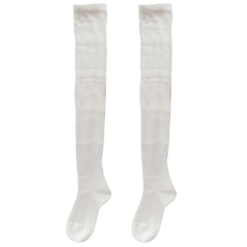 

Y5GC Women Scrunch Long Tube Socks Solid Color Striped Thin Thigh High Stockings