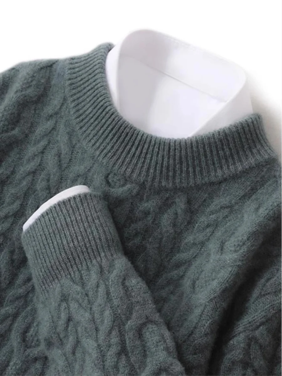 

Spring Thiened 00 Pure Wool Knitted Sweater Men's f High Collar Casual Busin Knitwear Camere Long Sve Faion U...