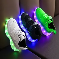 Zapatillas deportivas con luz LED para niños y niñas, zapatos informales con cargador USB, a la moda, talla 25-34, novedad